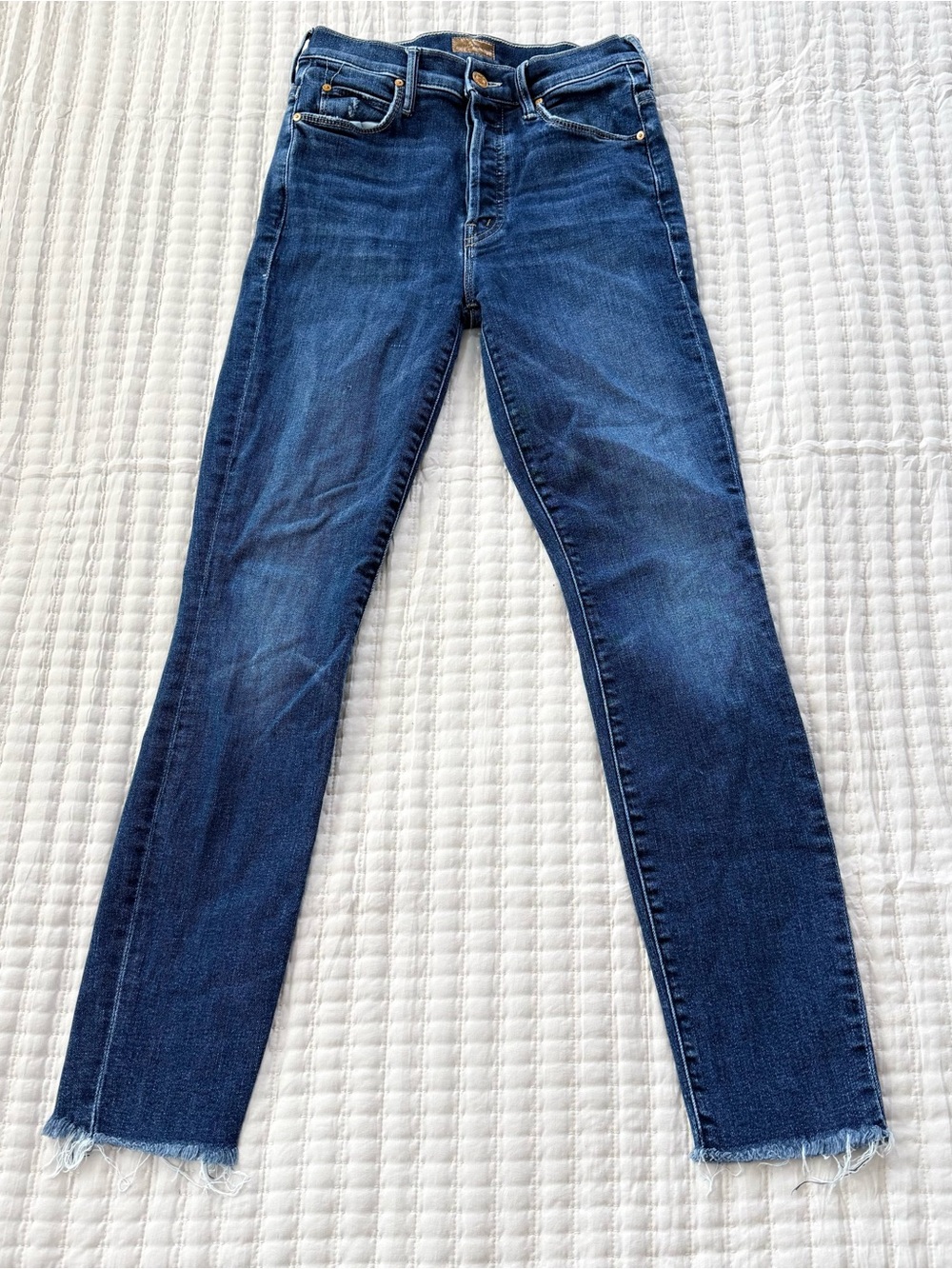 MOTHER The Stunner Ankle Fray Jeans 25 Button Fly Raw Hem